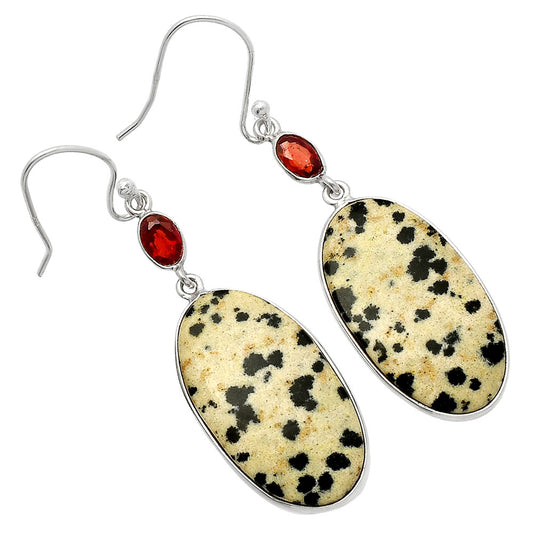 Natural Dalmatian & Garnet Earrings E-1002 SDE82333