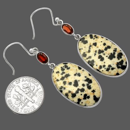 Natural Dalmatian & Garnet Earrings E-1002 SDE82339