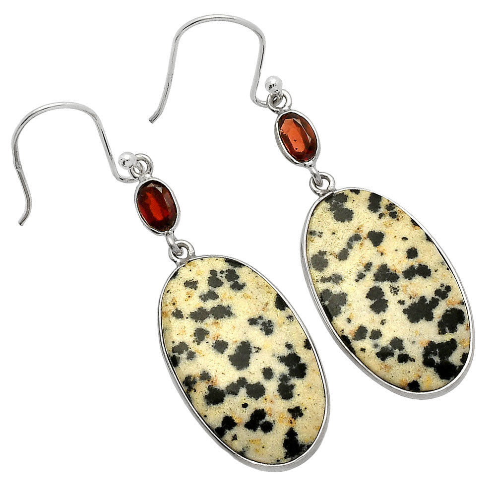 Natural Dalmatian & Garnet Earrings E-1002 SDE82339