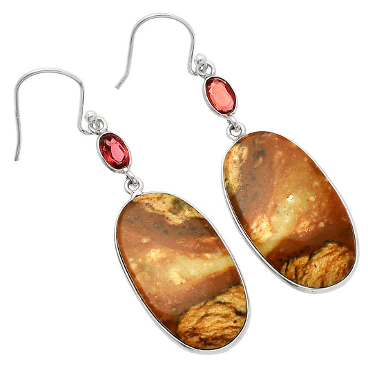 Natural Picture Jasper & Garnet Earrings E-1002 SDE82343