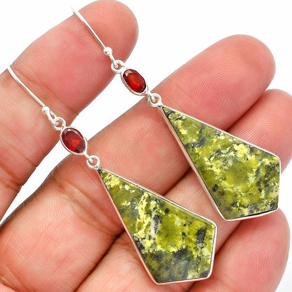 Natural Serpentine & Garnet Earrings E-1002 SDE82351