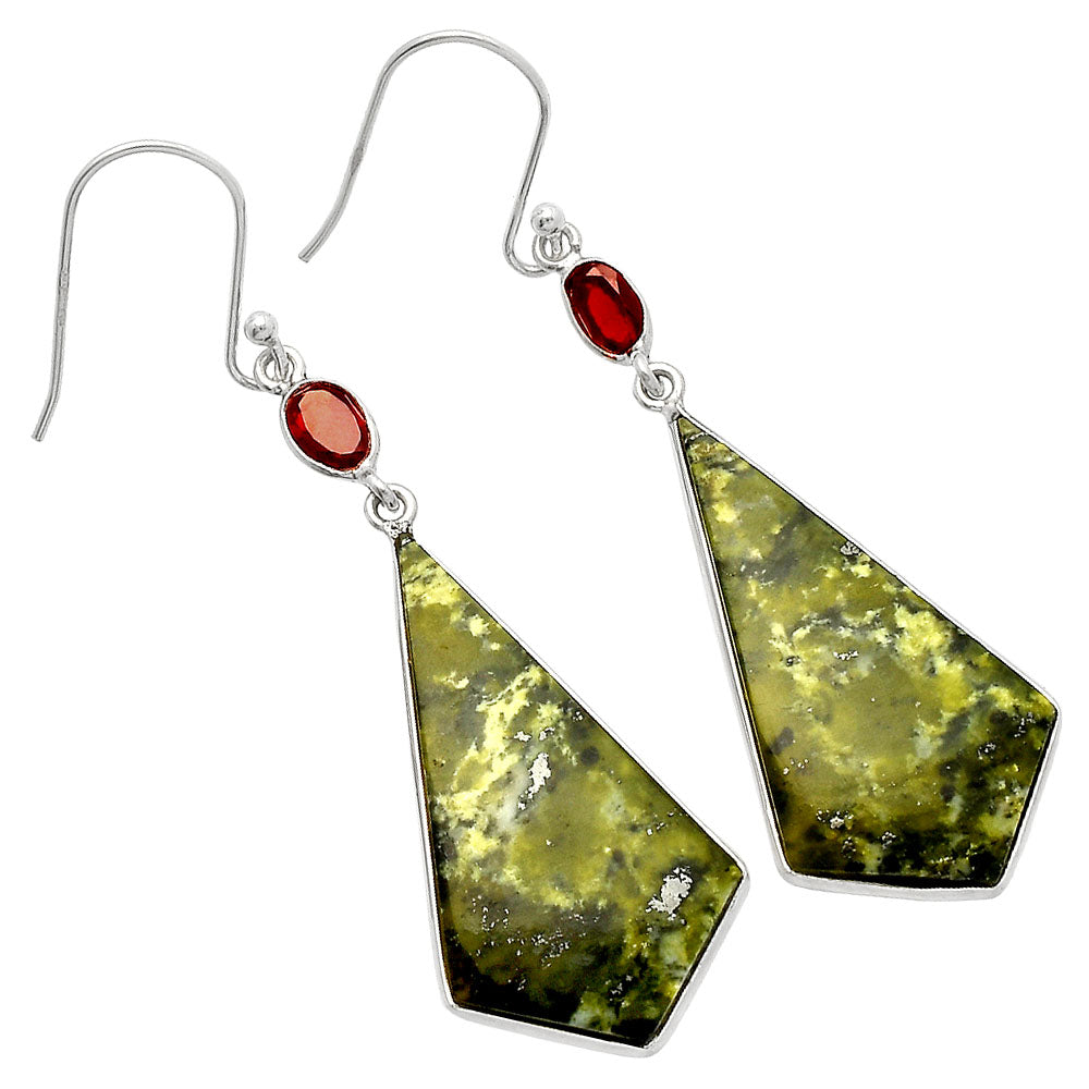 Natural Serpentine & Garnet Earrings E-1002 SDE82351