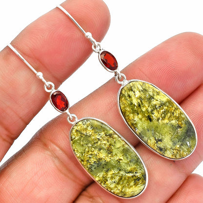 Natural Serpentine & Garnet Earrings E-1002 SDE82353