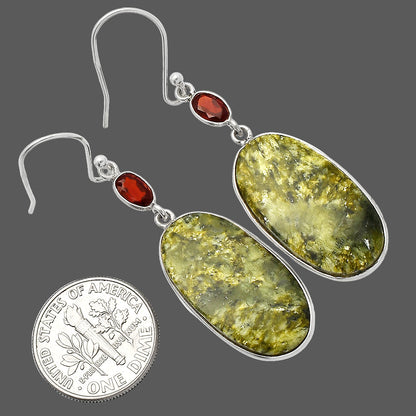 Natural Serpentine & Garnet Earrings E-1002 SDE82353