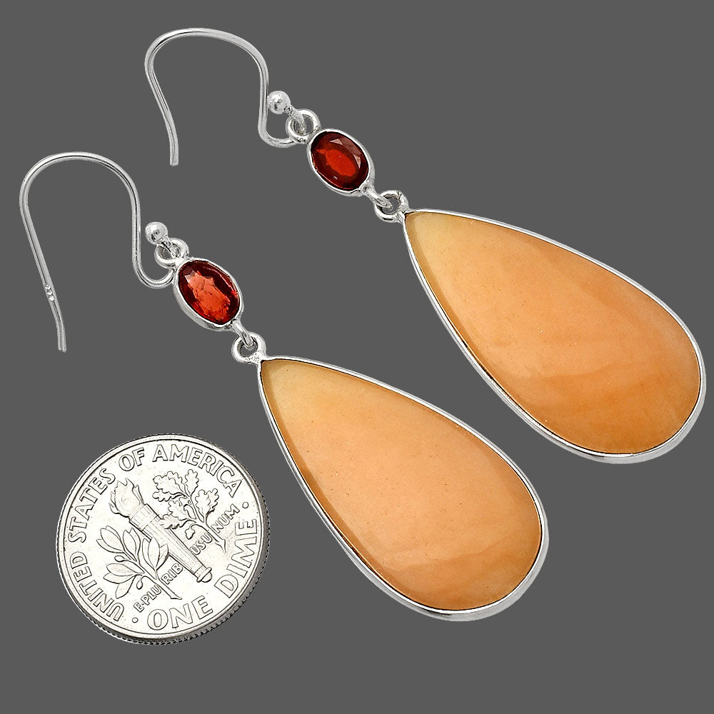 Natural Orange Aventurine & Garnet Earrings E-1002 SDE82355