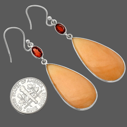 Natural Orange Aventurine & Garnet Earrings E-1002 SDE82355