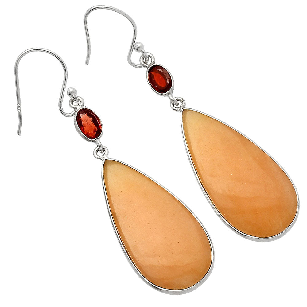 Natural Orange Aventurine & Garnet Earrings E-1002 SDE82355