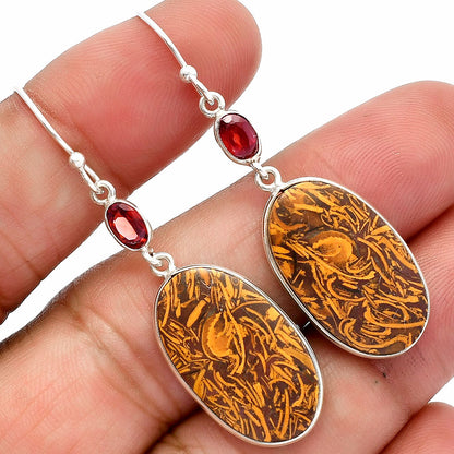 Coquina Fossil Jasper & Garnet Earrings E-1002 SDE82366