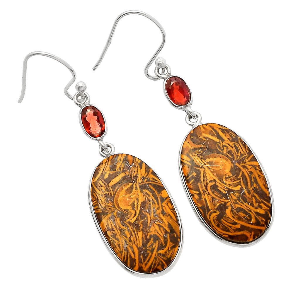 Coquina Fossil Jasper & Garnet Earrings E-1002 SDE82366