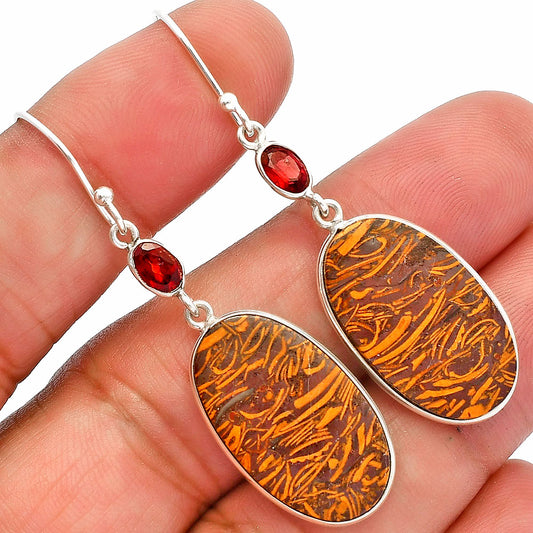 Coquina Fossil Jasper & Garnet Earrings E-1002 SDE82369