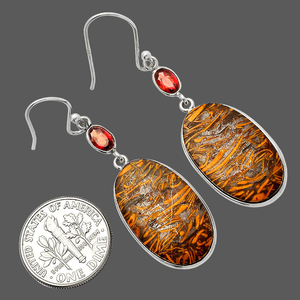 Coquina Fossil Jasper & Garnet Earrings E-1002 SDE82369