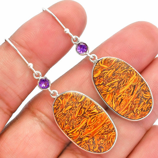 Coquina Fossil Jasper & Amethyst Earrings E-1002 SDE82377