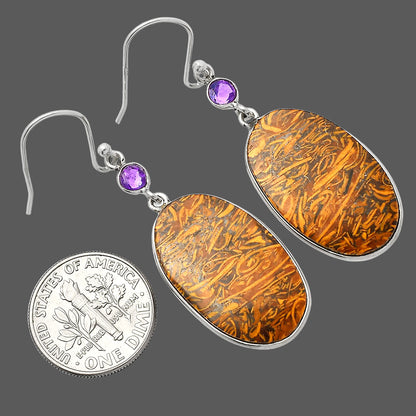 Coquina Fossil Jasper & Amethyst Earrings E-1002 SDE82377
