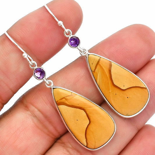 Natural Picture Jasper & Amethyst Earrings E-1002 SDE82382