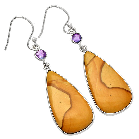 Natural Picture Jasper & Amethyst Earrings E-1002 SDE82382