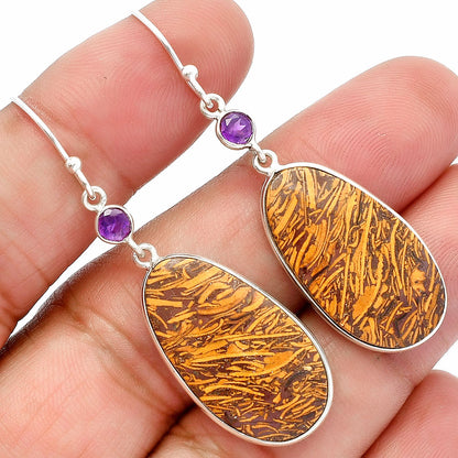Coquina Fossil Jasper & Amethyst Earrings E-1002 SDE82389