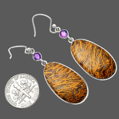Coquina Fossil Jasper & Amethyst Earrings E-1002 SDE82389