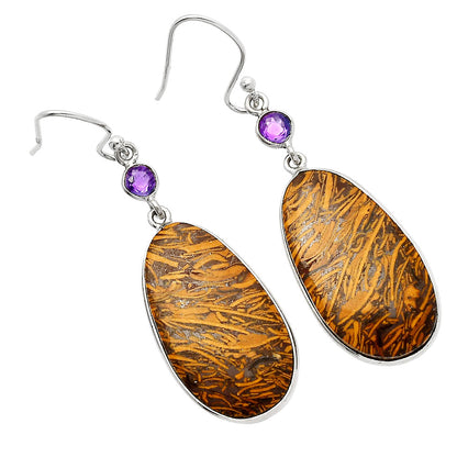 Coquina Fossil Jasper & Amethyst Earrings E-1002 SDE82389