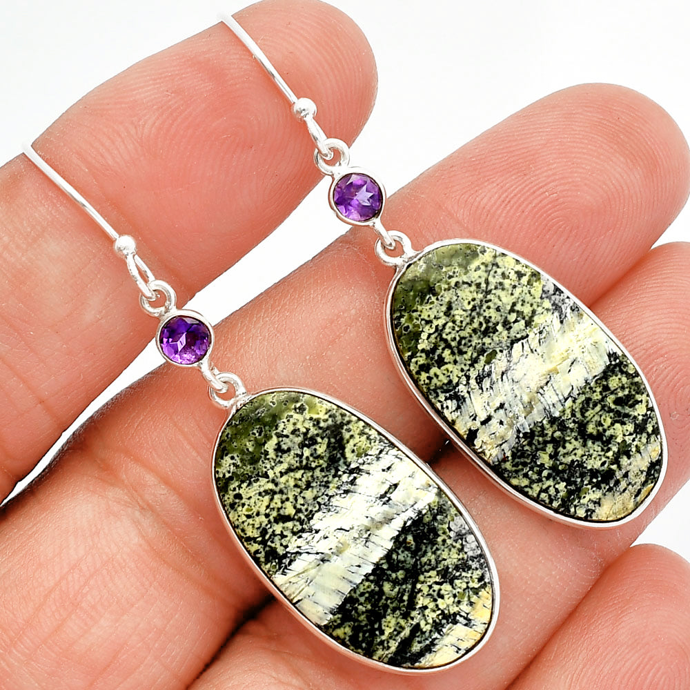 Natural Chrysotile & Amethyst Earrings E-1002 SDE82401