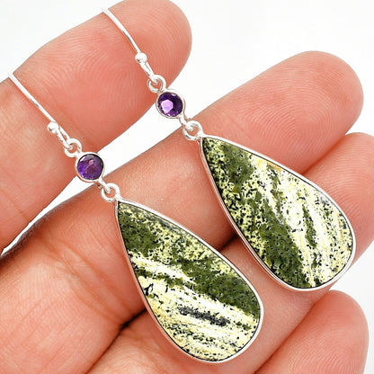 Natural Chrysotile & Amethyst Earrings E-1002 SDE82403