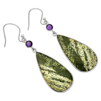 Natural Chrysotile & Amethyst Earrings E-1002 SDE82403