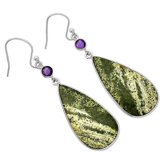 Natural Chrysotile & Amethyst Earrings E-1002 SDE82403