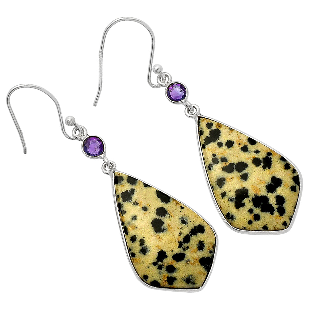 Natural Dalmatian & Amethyst Earrings E-1002 SDE82404