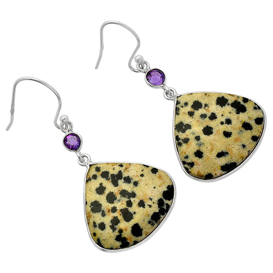 Natural Dalmatian & Amethyst Earrings E-1002 SDE82407