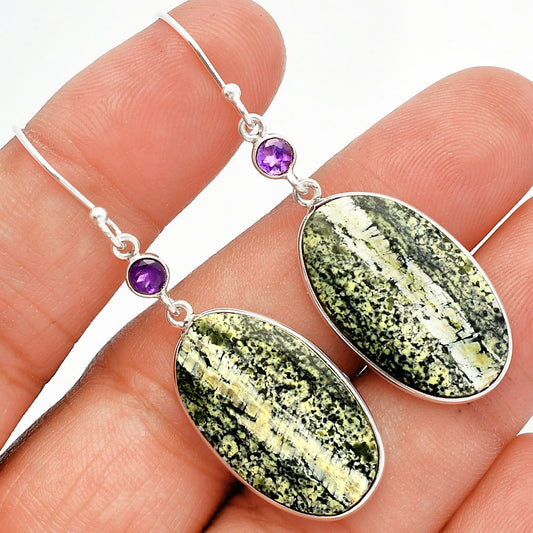 Natural Chrysotile & Amethyst Earrings E-1002 SDE82409