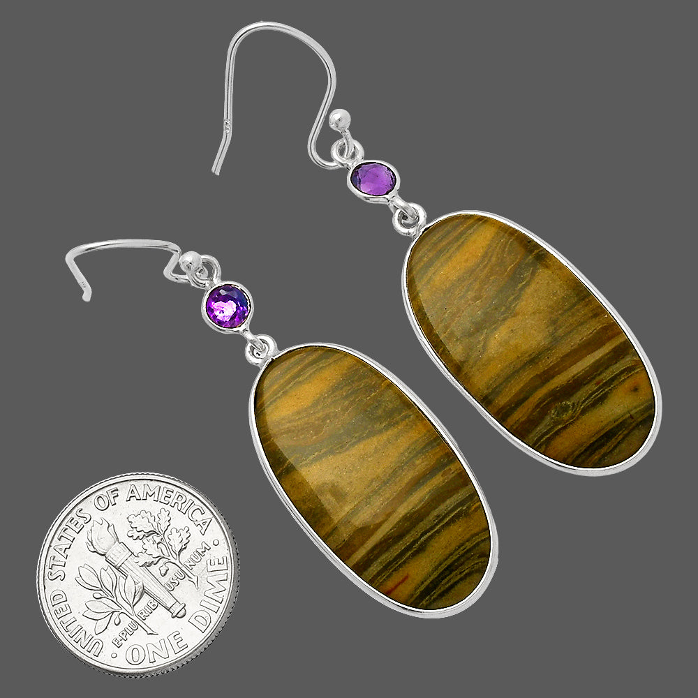 Australian Imperial Jasper & Amethyst Earrings E-1002 SDE82412