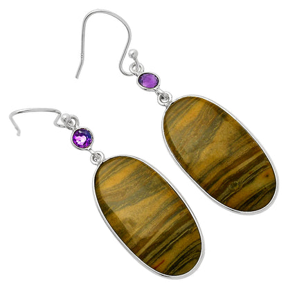 Australian Imperial Jasper & Amethyst Earrings E-1002 SDE82412