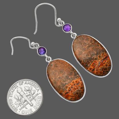 Natural Poppy Jasper & Amethyst Earrings E-1002 SDE82420