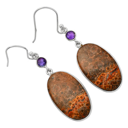 Natural Poppy Jasper & Amethyst Earrings E-1002 SDE82420