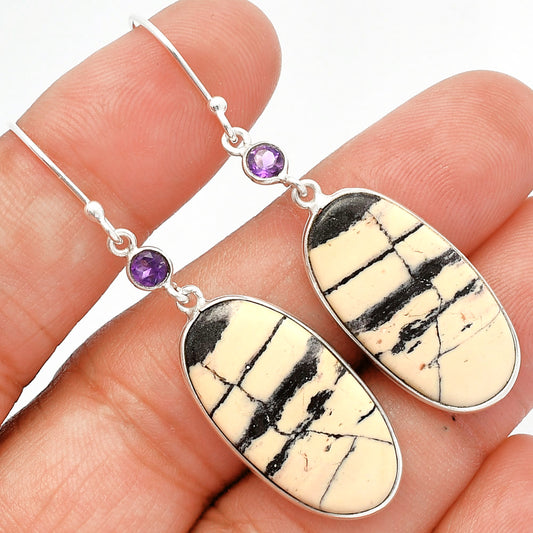 Porcelain Jasper & Amethyst Earrings E-1002 SDE82422