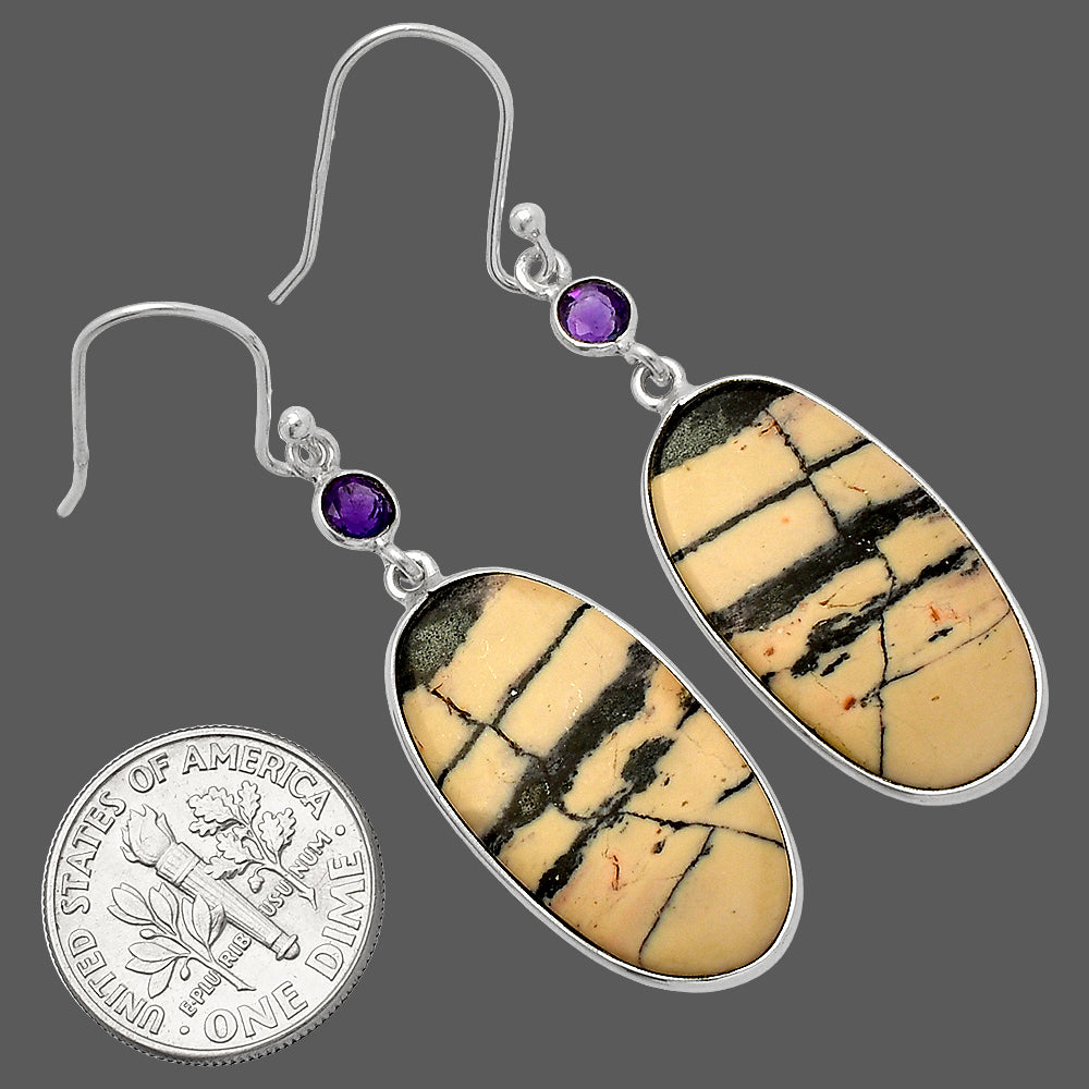 Porcelain Jasper & Amethyst Earrings E-1002 SDE82422