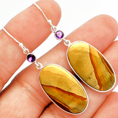 Natural Picture Jasper & Amethyst Earrings E-1002 SDE82428