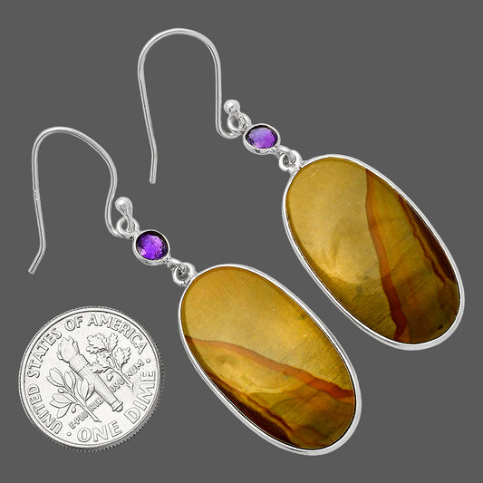 Natural Picture Jasper & Amethyst Earrings E-1002 SDE82428