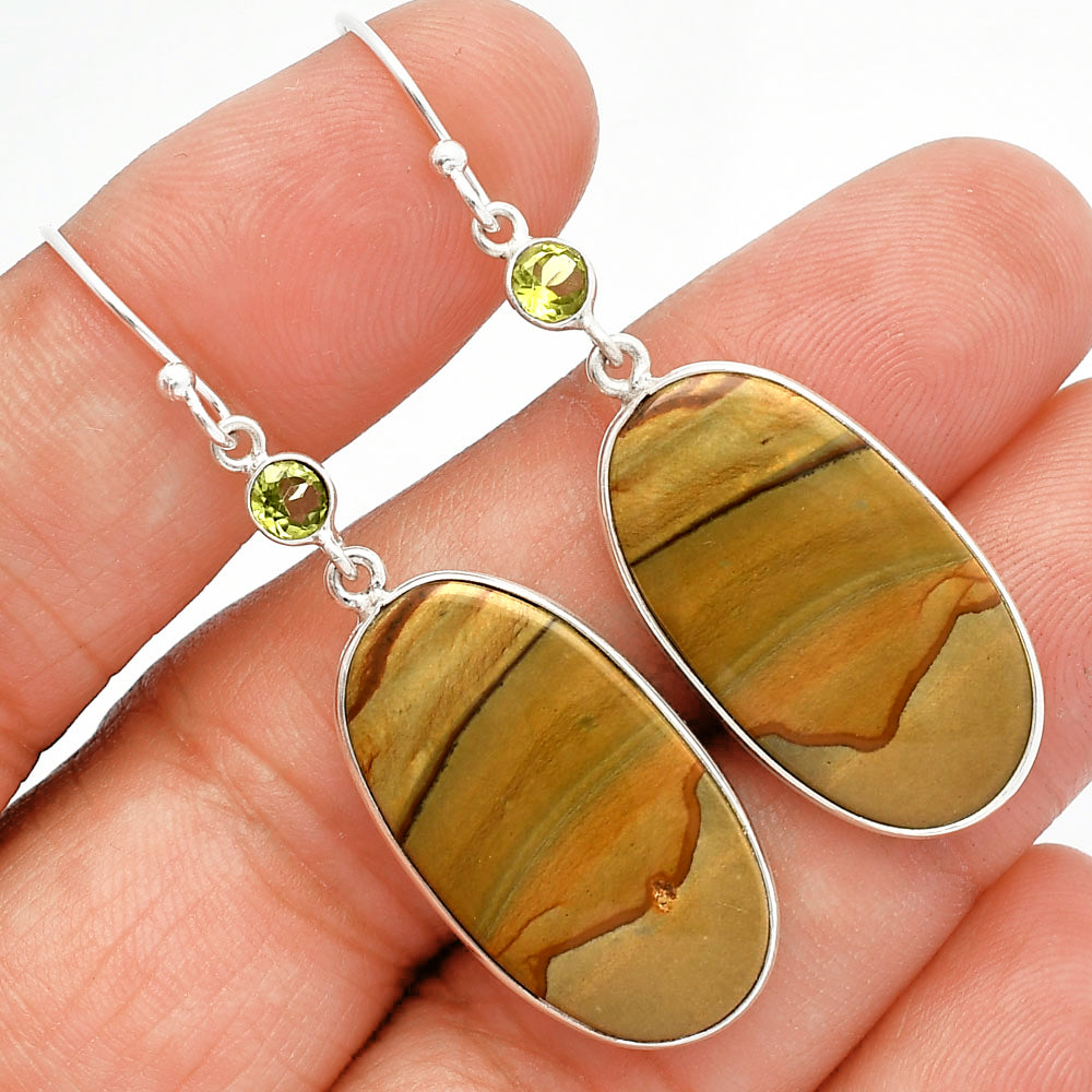 Natural Picture Jasper & Peridot Earrings E-1002 SDE82448