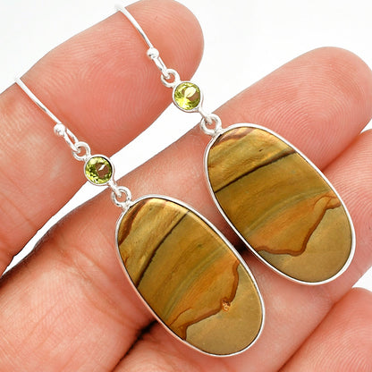 Natural Picture Jasper & Peridot Earrings E-1002 SDE82448