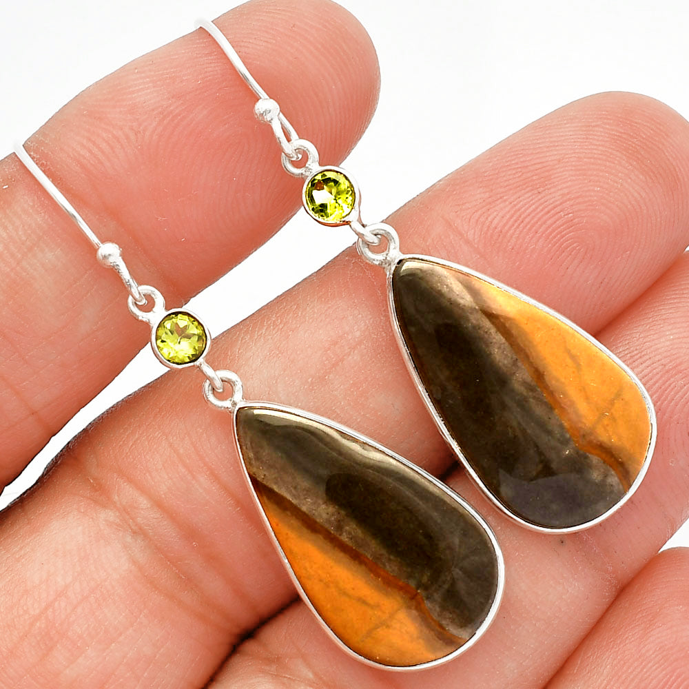 Natural Polygram Jasper & Peridot Earrings E-1002 SDE82452