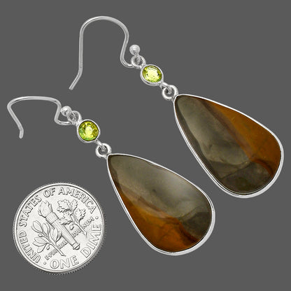 Natural Polygram Jasper & Peridot Earrings E-1002 SDE82452