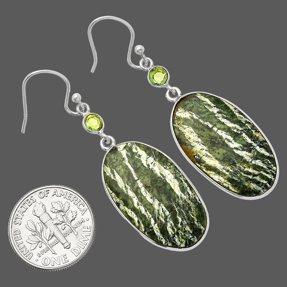 Natural Chrysotile & Peridot Earrings E-1002 SDE82453