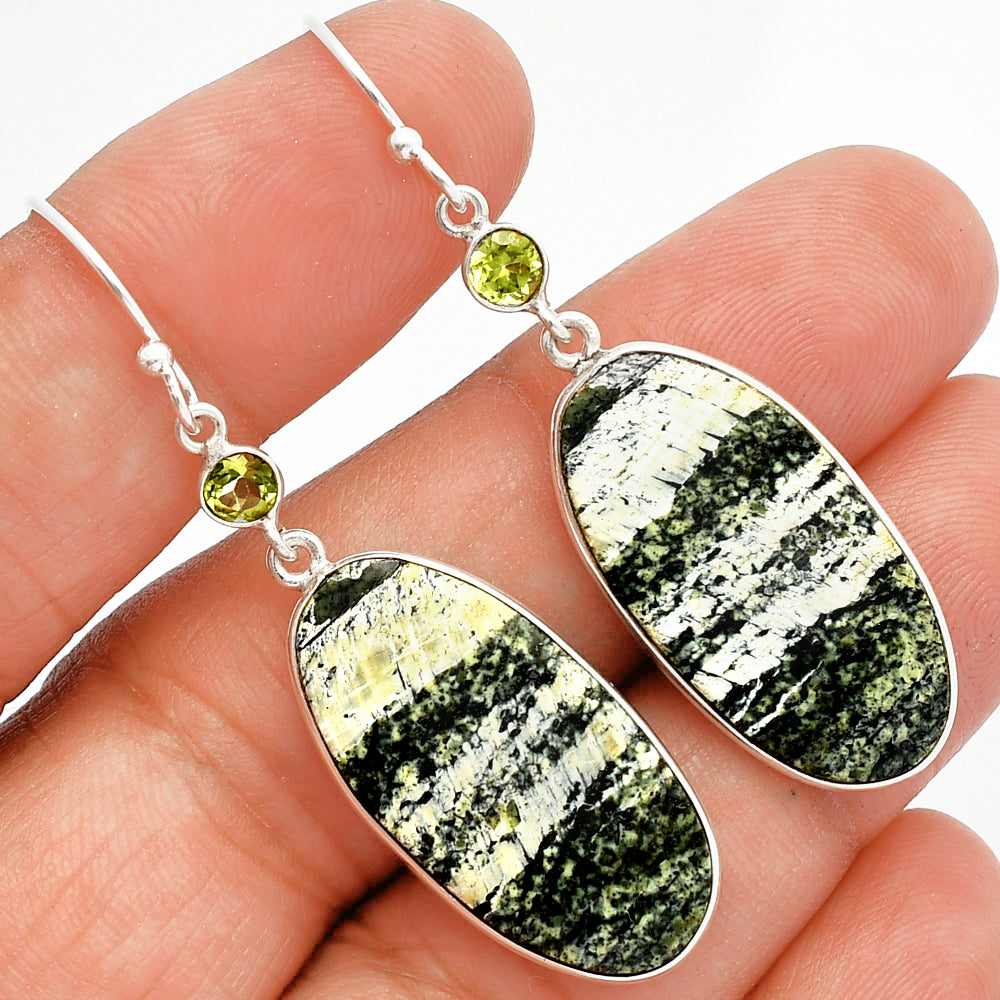 Natural Chrysotile & Peridot Earrings E-1002 SDE82460
