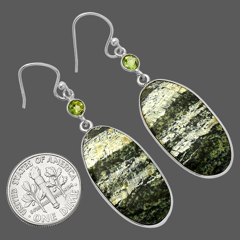 Natural Chrysotile & Peridot Earrings E-1002 SDE82460