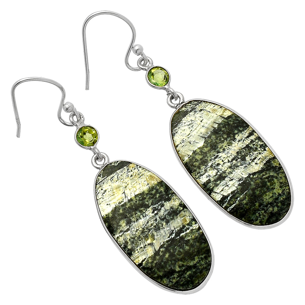 Natural Chrysotile & Peridot Earrings E-1002 SDE82460