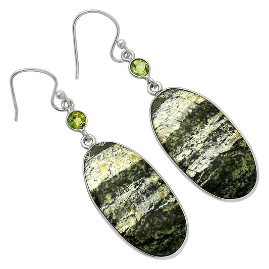 Natural Chrysotile & Peridot Earrings E-1002 SDE82460
