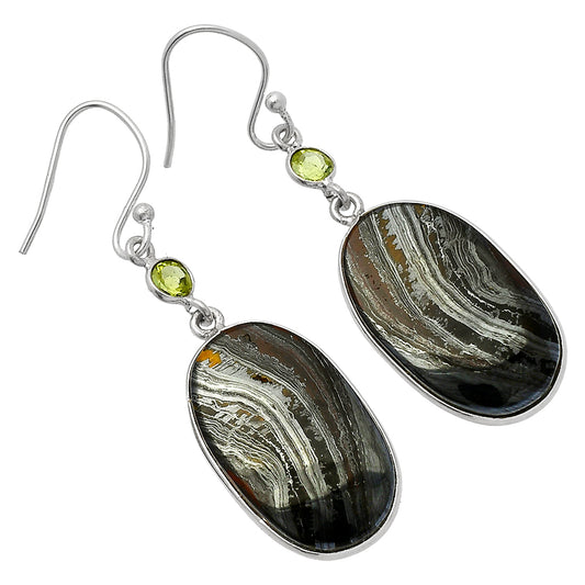 Natural Iron Tiger Eye & Peridot Earrings E-1002 SDE82461