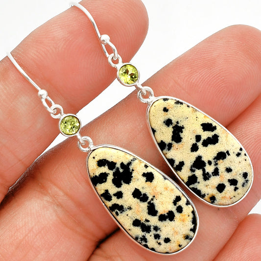 Natural Dalmatian & Peridot Earrings E-1002 SDE82462