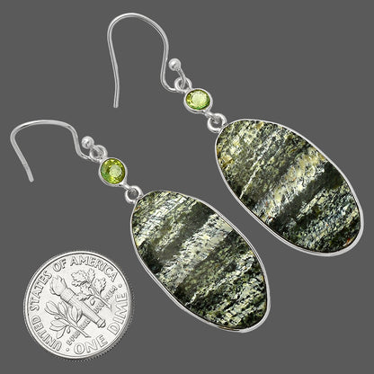Natural Chrysotile & Peridot Earrings E-1002 SDE82468