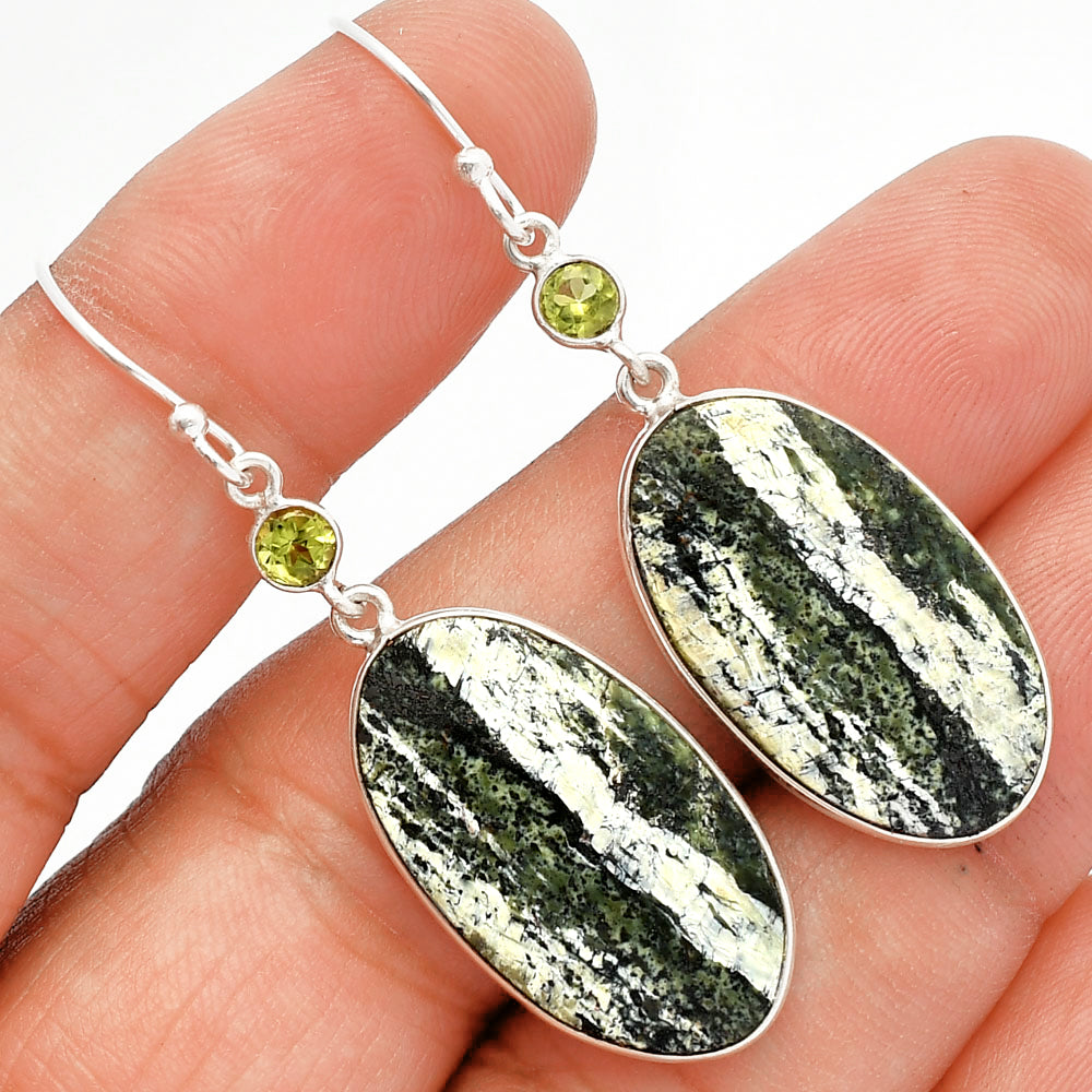 Natural Chrysotile & Peridot Earrings E-1002 SDE82475